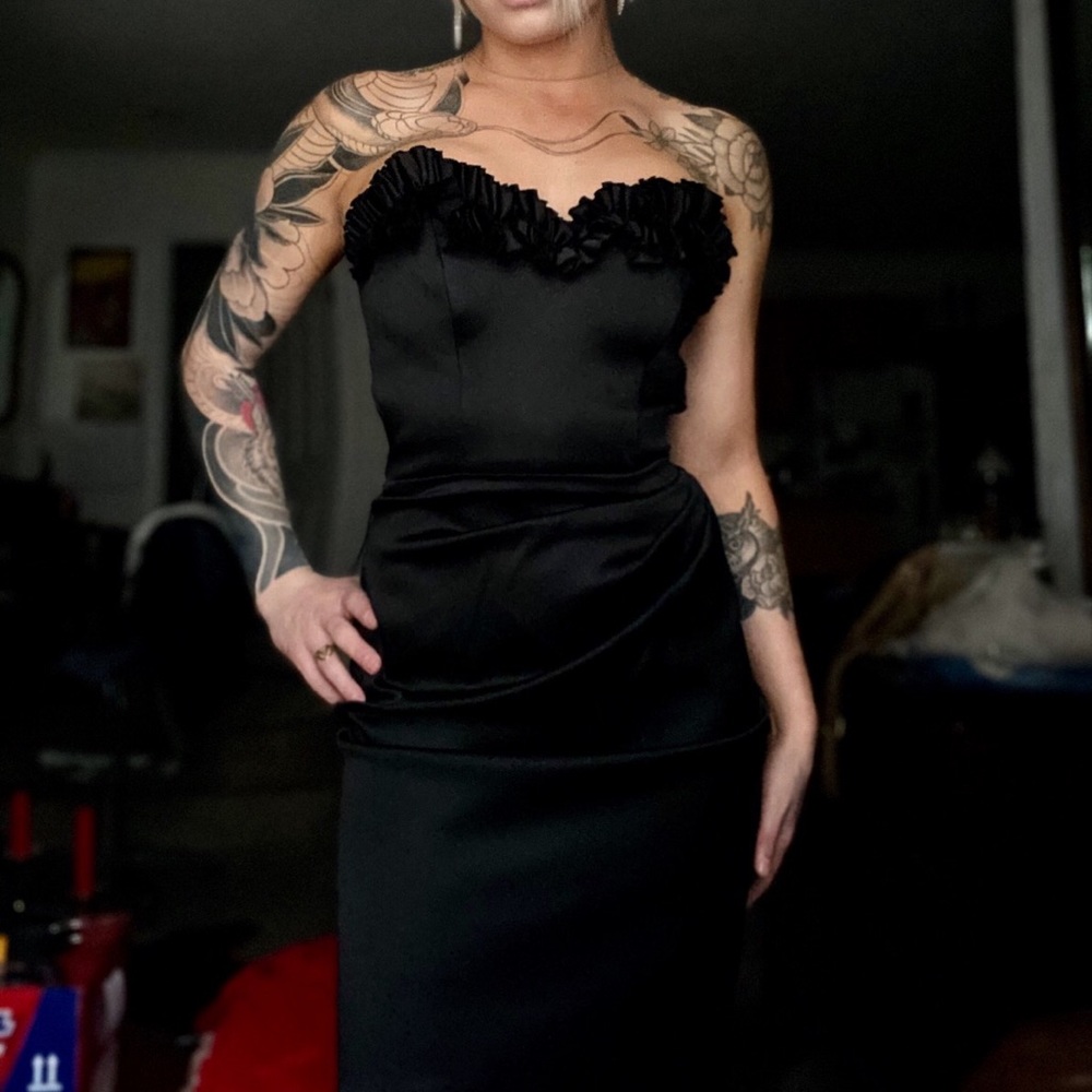 Classy Black Satin Midi Dress